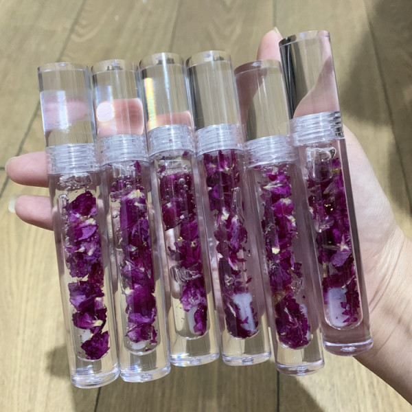 2021 10Ml Big Tube Lipgloss Private Label Base Vendor Custom Clear Kids Glossy Golden Glitter Flower Rose Vegan Lip Gloss