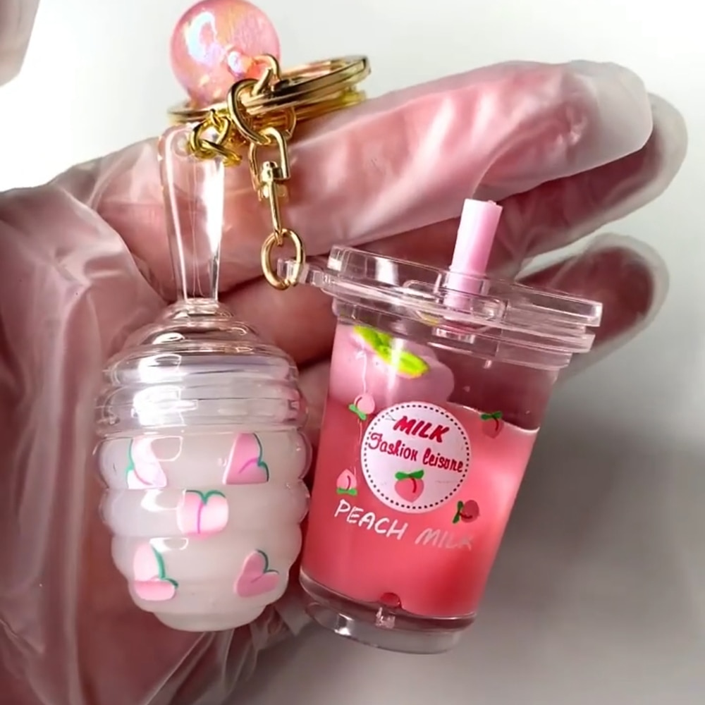 New Peach Moisturizing Lipgloss Fruit Scent Moisturizing Women's Keychain Lip Gloss Vegan Glitter Lip Gloss Set Vendor