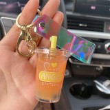 Ready To Ship Peach Bubble Boba Milk Tea Keychains Small Order Accepted Cute Keyring for Suovenir Gift