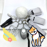 Safety Keychain for Women Set with Alarm Pom Pom Wristlet Keychain Bottle Opene Lip Balm Holder Hand Wash Holder