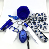 9pcs chain for self defense keychain Personal Security Alarm Cute Mini Multi-function Keychain Girl Self-defense Wolf Guard Set