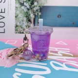 Ready To Ship Peach Bubble Boba Milk Tea Keychains Small Order Accepted Cute Keyring for Suovenir Gift