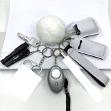 9pcs chain for self defense keychain Personal Security Alarm Cute Mini Multi-function Keychain Girl Self-defense Wolf Guard Set