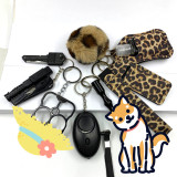 Safety Keychain for Women Set with Alarm Pom Pom Wristlet Keychain Bottle Opene Lip Balm Holder Hand Wash Holder