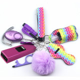 Self-Defence Keychain USB Charge Windproof Lighter with Flash Light Alarm Multi-Function Keyring Lady Safety Protect Accessories