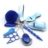 Wrist keychain 10 -piece set of women's handwashing bags, zinc alloy anti -wolf stick alarm keychain