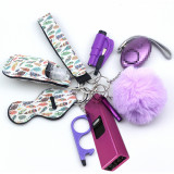 Self-Defence Keychain USB Charge Windproof Lighter with Flash Light Alarm Multi-Function Keyring Lady Safety Protect Accessories