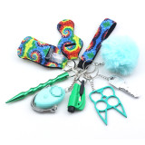 Wrist keychain 10 -piece set of women's handwashing bags, zinc alloy anti -wolf stick alarm keychain