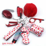 11pcs Self-Defence Keychain Set Rhinestone Pepper Spray Gas Multi Use Keyring Alarm Self Rescue in Danger Jewelry Set for Her