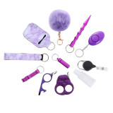Anti -wolf key chain women's children's self -defense keychain set 11 -piece aluminum -made wolf alarm