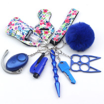 Wrist keychain 10 -piece set of women's handwashing bags, zinc alloy anti -wolf stick alarm keychain