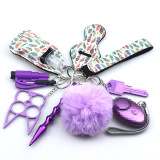 Wrist keychain 10 -piece set of women's handwashing bags, zinc alloy anti -wolf stick alarm keychain