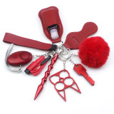 Wrist keychain 10 -piece set of women's handwashing bags, zinc alloy anti -wolf stick alarm keychain