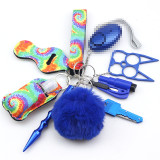 Wrist keychain 10 -piece set of women's handwashing bags, zinc alloy anti -wolf stick alarm keychain