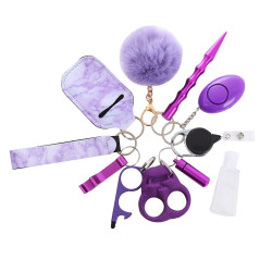 Anti -wolf key chain women's children's self -defense keychain set 11 -piece aluminum -made wolf alarm