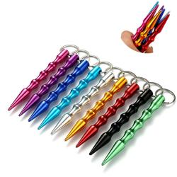Aluminum Self Defense Keychain Mental Stick Cars Keychains Personal Safty Key Chain Charm Car Keyring 9 Colors