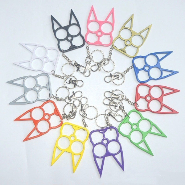 Cute Cat Keychain Finger Tiger Set Two Finger Buckle Self-defense Keyring Phone Pendant Broken Window Escape Survival Tool