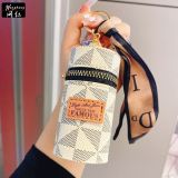 Creative Luxury Leather Plaid Mini Lipstick Bags Keychain Fashion Exquisite Storage Bag Keyring Female bag Car Key Chain Pendant