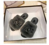2022 Winter Women Designer brand Fur Slipper Woolen Warm Fur Slippers Home Fashion Fur Designer Winter Slipper