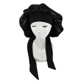 New Style Bandage Large Satin Nightcap High Elastic Nightcap Tie Bath Cap Bonnets for Women  Beanie
