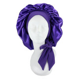 New Style Bandage Large Satin Nightcap High Elastic Nightcap Tie Bath Cap Bonnets for Women  Beanie