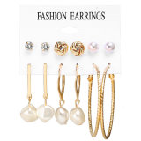 Women'S Earrings Set Pearl Crystal Stud Earrings Boho Earrin