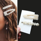 2021 Handmade Pearls Hair Clips Pins for Women Fashion Geometric Flower Barrettes Headwear Girls Sweet Hairpins Hair Accessories
