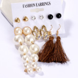 Women'S Earrings Set Pearl Crystal Stud Earrings Boho Earrin