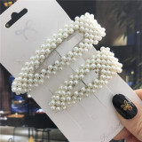 2021 Handmade Pearls Hair Clips Pins for Women Fashion Geometric Flower Barrettes Headwear Girls Sweet Hairpins Hair Accessories