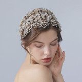 Exaggerated Bridal Jewelry Tiara Crown Luxury Handmade Hair Band Golden Wedding Dress  Accessories