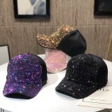 Women Studded Rhinestone Crystals Adjustable Baseball Cap  Sparkle Bling Sun Hat