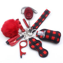 10pcs Hot Sale Personal Security Alarm Self-Defence Keychain Set Multi-Function Keyring Girl's Safety Self Protection Guard Gift