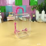 Transparent Mini Plastic Trolley case shape Dragee Container candy  Eyelashes box Doll Trunk Luggage Travel Suitcase  Kids Toy