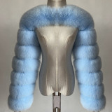 Fashion Winter High Quality Short Faux Fox Fur Coat Women 2021 Vintage Long Sleeve Warm Mink Slim Jackets Furry Coat Femme Top