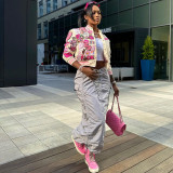 Varsity New Popular Jacket for Women Fitness Letter Printed Button Up Crop Jacket 2023 Autumn High Street Casual Baseball Coats