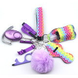 10pcs Hot Sale Personal Security Alarm Self-Defence Keychain Set Multi-Function Keyring Girl's Safety Self Protection Guard Gift