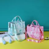New canvas letter tote bag, large capacity handbag, fashion shoulder bag, simple and colorful messenger bag bags for women