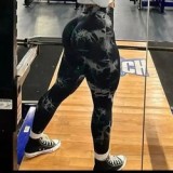 2023 gym high waist lip peach hip running breathable stretch skinny tie dye sports fitness seamless women yoga leggings