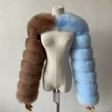 Fashion Winter High Quality Short Faux Fox Fur Coat Women 2021 Vintage Long Sleeve Warm Mink Slim Jackets Furry Coat Femme Top