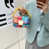 Panelled Shoulder Bag Women's 2021 Trend Printing Chain Female Bag for Phone Fashion Small Woman Handbag Leather Pu Mini Bag