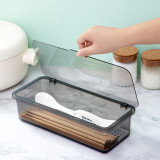 Multi-function chopsticks box household transparent belt cover drain chopsticks cage kitchen dustproof tableware storage box