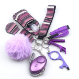 10pcs Hot Sale Personal Security Alarm Self-Defence Keychain Set Multi-Function Keyring Girl's Safety Self Protection Guard Gift