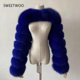 Fashion Winter High Quality Short Faux Fox Fur Coat Women 2021 Vintage Long Sleeve Warm Mink Slim Jackets Furry Coat Femme Top