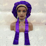 Free Sample Custom Logo Parents And Kids Double Layered Glitter Diamond Bonnets And Satin Hair Wraps