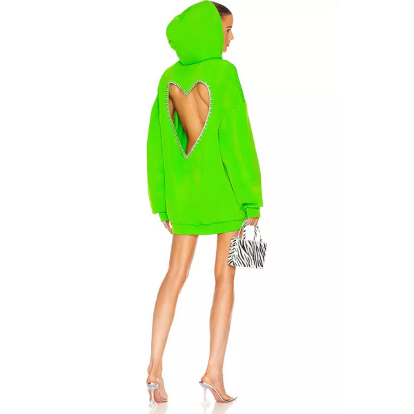 OEM New Fashion High Quality Custom Women's Hoodies Backless Heart Street Wear Oversized Hoodies & Sweatshirts