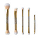 Wholesale Custom Private Label Gold Synthetic Vegan 5pcs Glitter Bling Double End Makeup Brush Set