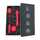 Rose Combination 3 Pieces/Set Gift Box Rose Shaped Vibrating Rose Vibrator Sex Toys For Woman Clit Tongue Sucking Vibrator