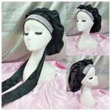 Free Sample Custom Logo Parents And Kids Double Layered Glitter Diamond Bonnets And Satin Hair Wraps