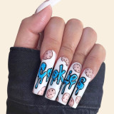 Wuyue New Custom Design Luxury Personality Long Coffin Oval Finger Nails Full Cover Artificial Art Press On Acrylic Nails Tips