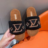 Hot Sell Popular Warm Fur Sandals Cute Slide Ladies Sandals Women Furry Shoes Flat Fluffy Slide luxury name brand Slippers